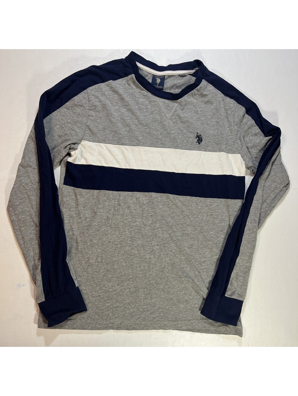 U.S. Polo Assn. Colorblock Long Sleeve T- Shirt In Grey, Blue, White Men Size S
